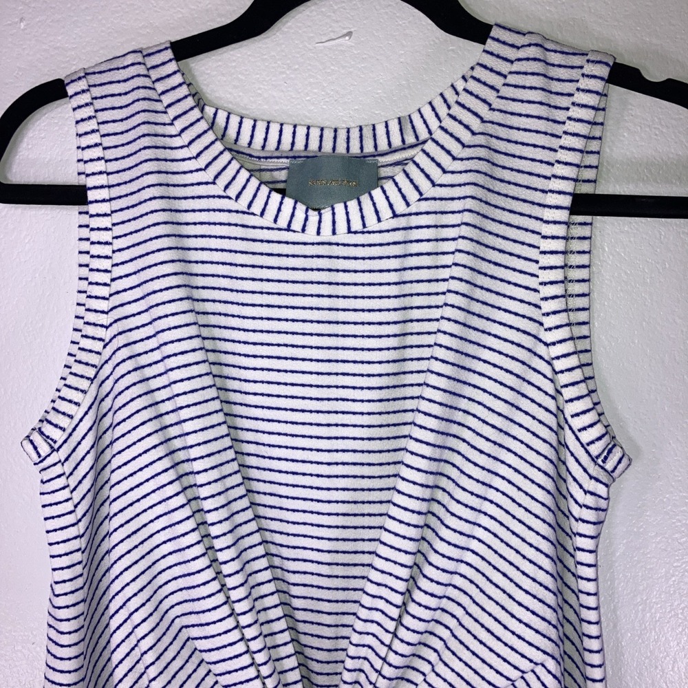 Skies Are Blue Women's XS Blue White Striped Tank Classic Preppy